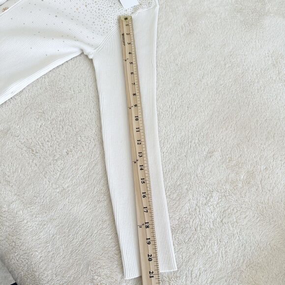 NWT Calvin Klein Cardigan Sweater Womens Sz S Ivory Gold Accents Ribbed-Knit - Picture 11 of 11
